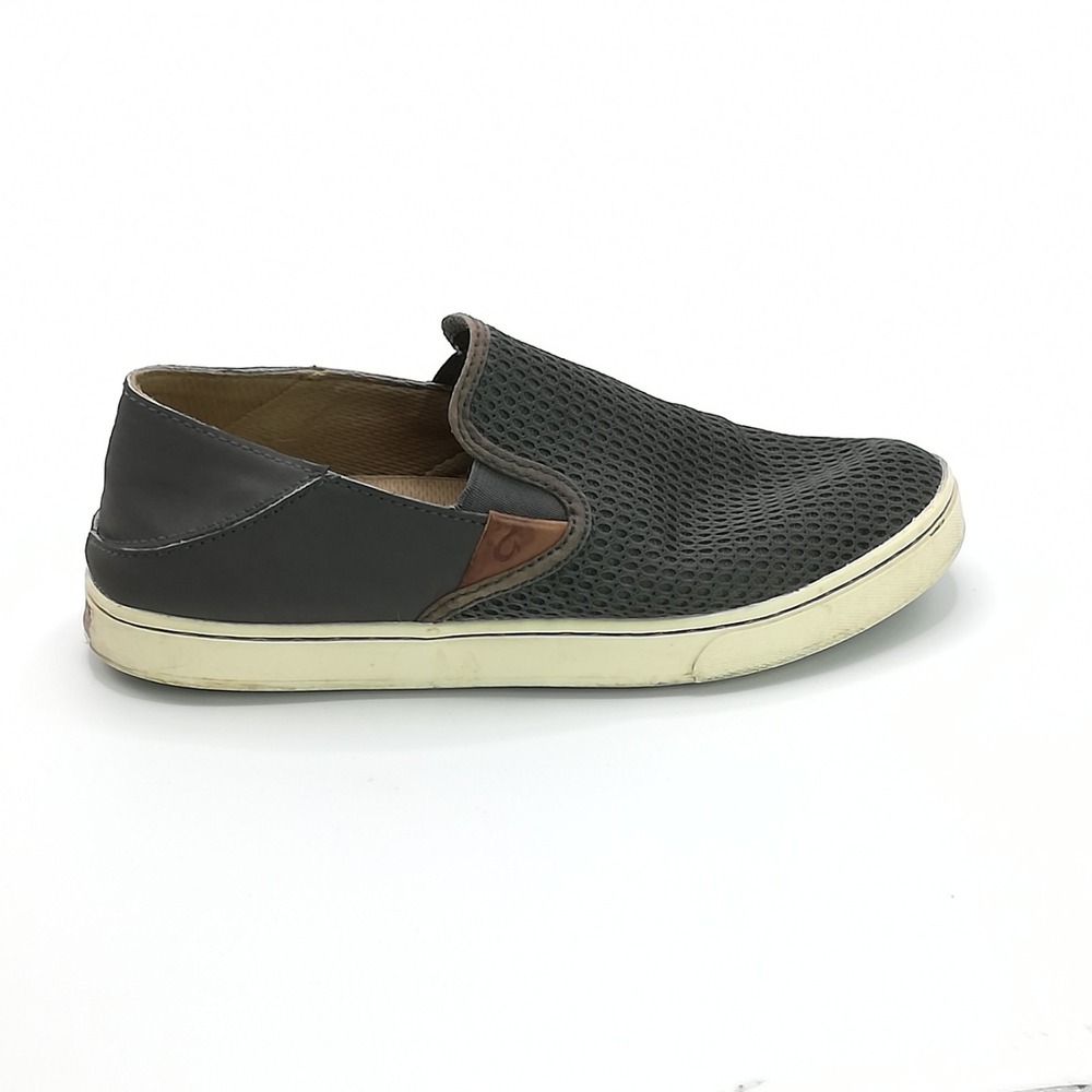 OluKai Shoes Womens Pehuea Loafer Gray Pavement Slip On Textile Beachwear 7.5